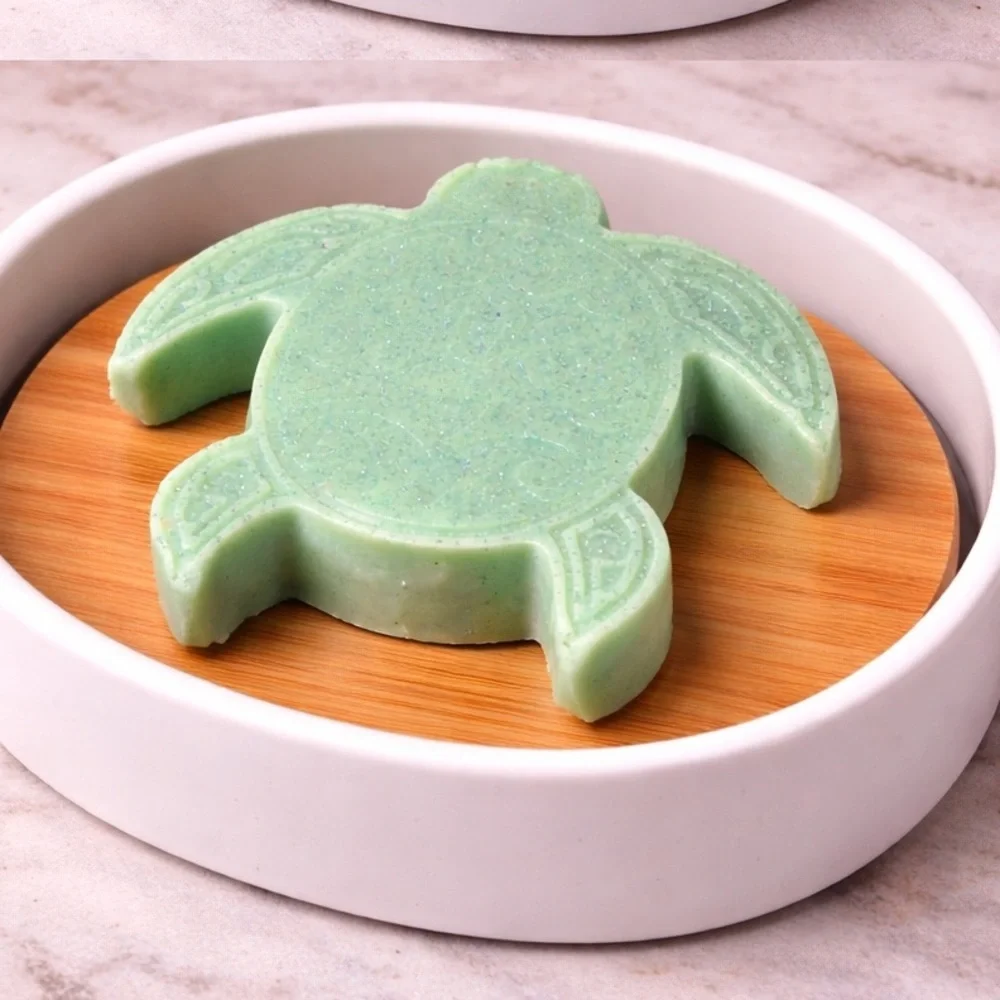 Coconut lime soap turtle 3x3in 10oz handmade Shea butter based